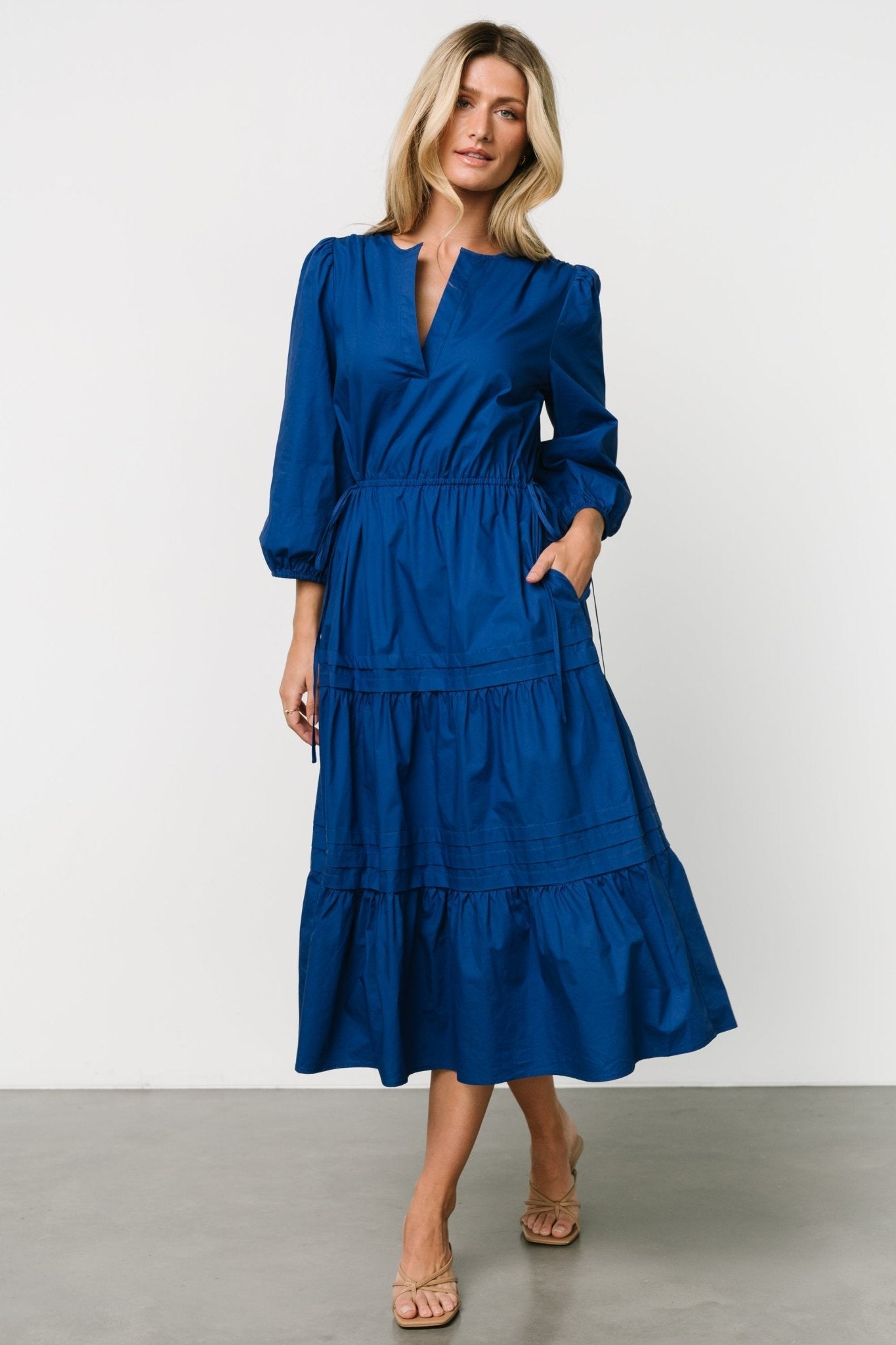 Santa Fe Poplin Midi Dress | Cobalt