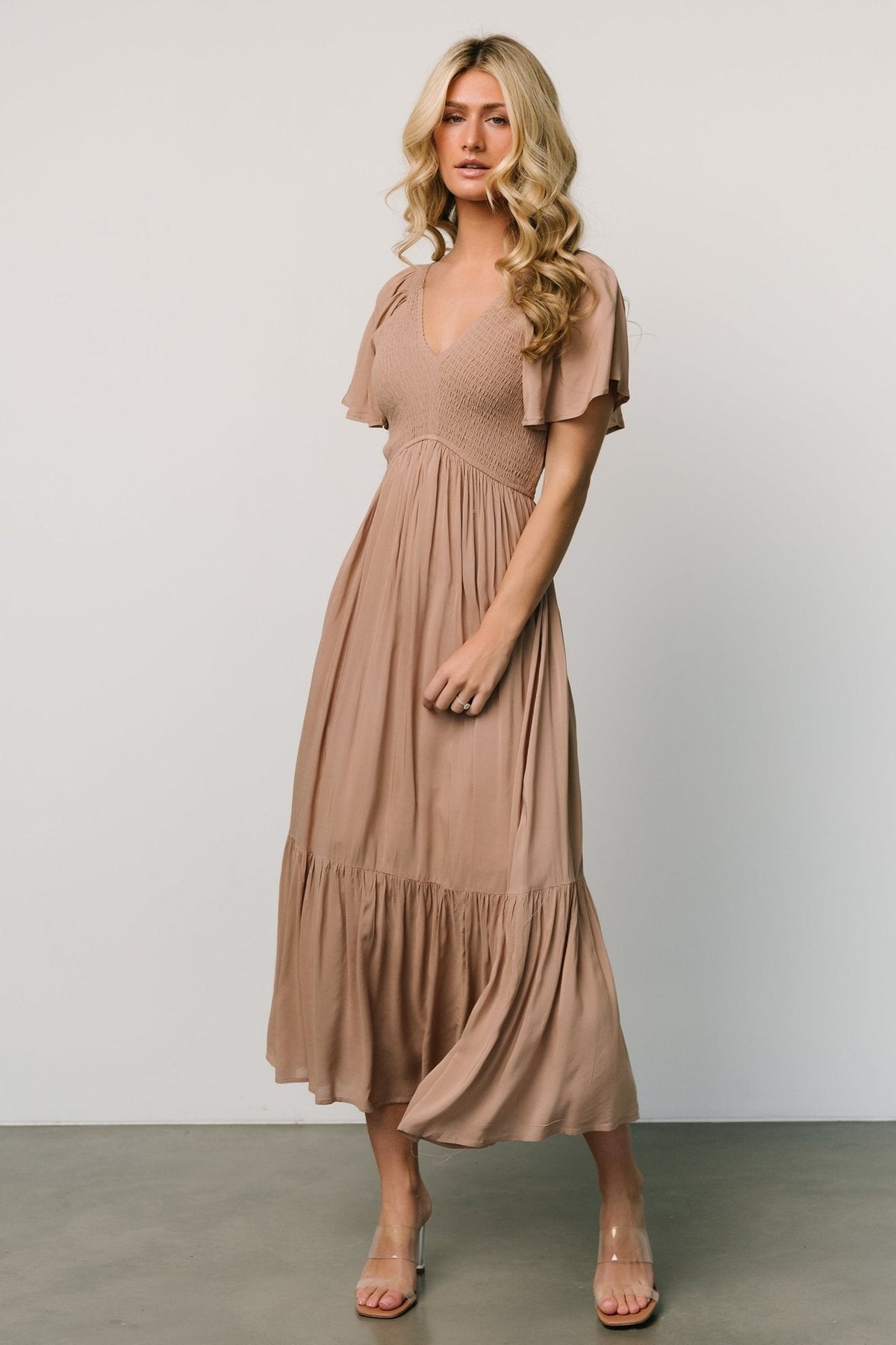 Scarlett Smocked Dress | Mocha