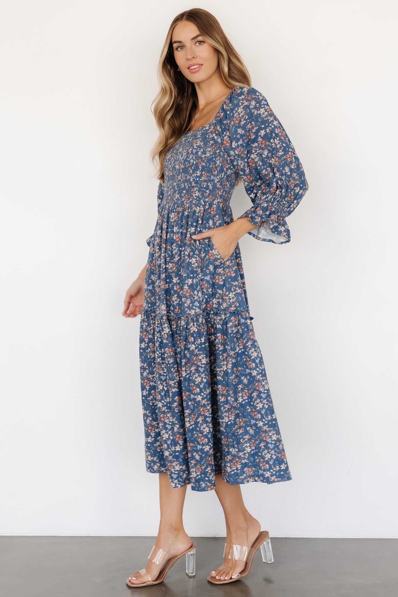Sedona Smocked Dress | Blue Floral