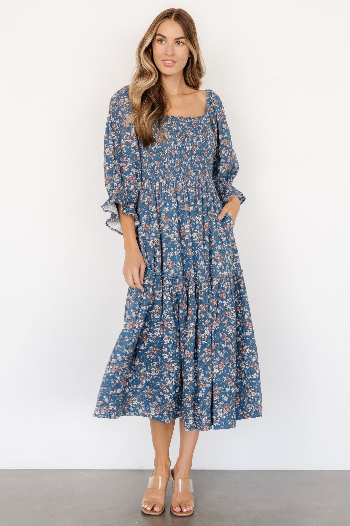 Sedona Smocked Dress | Blue Floral