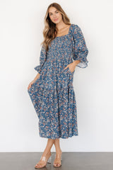 Sedona Smocked Dress | Blue Floral