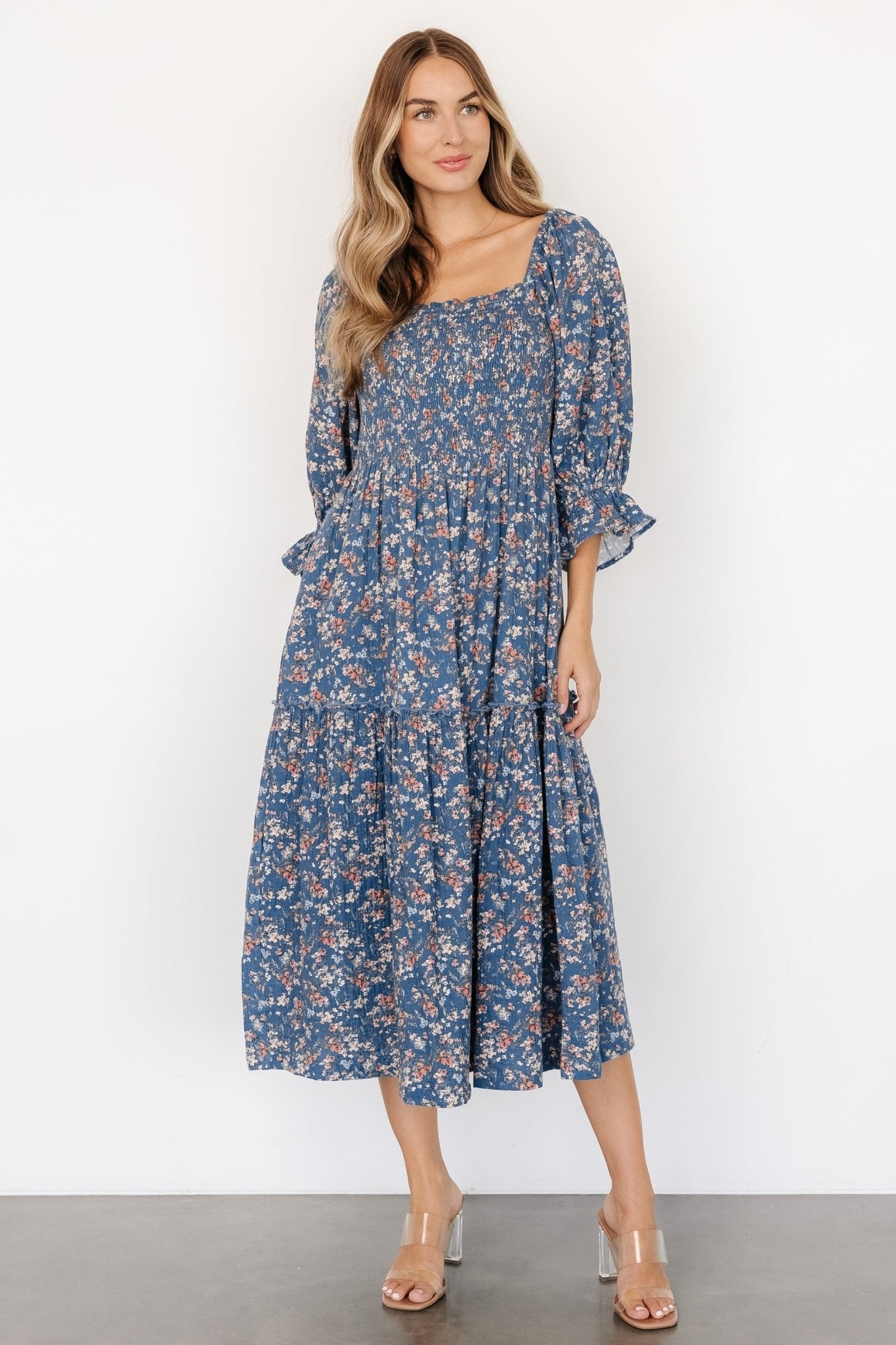 Sedona Smocked Dress | Blue Floral