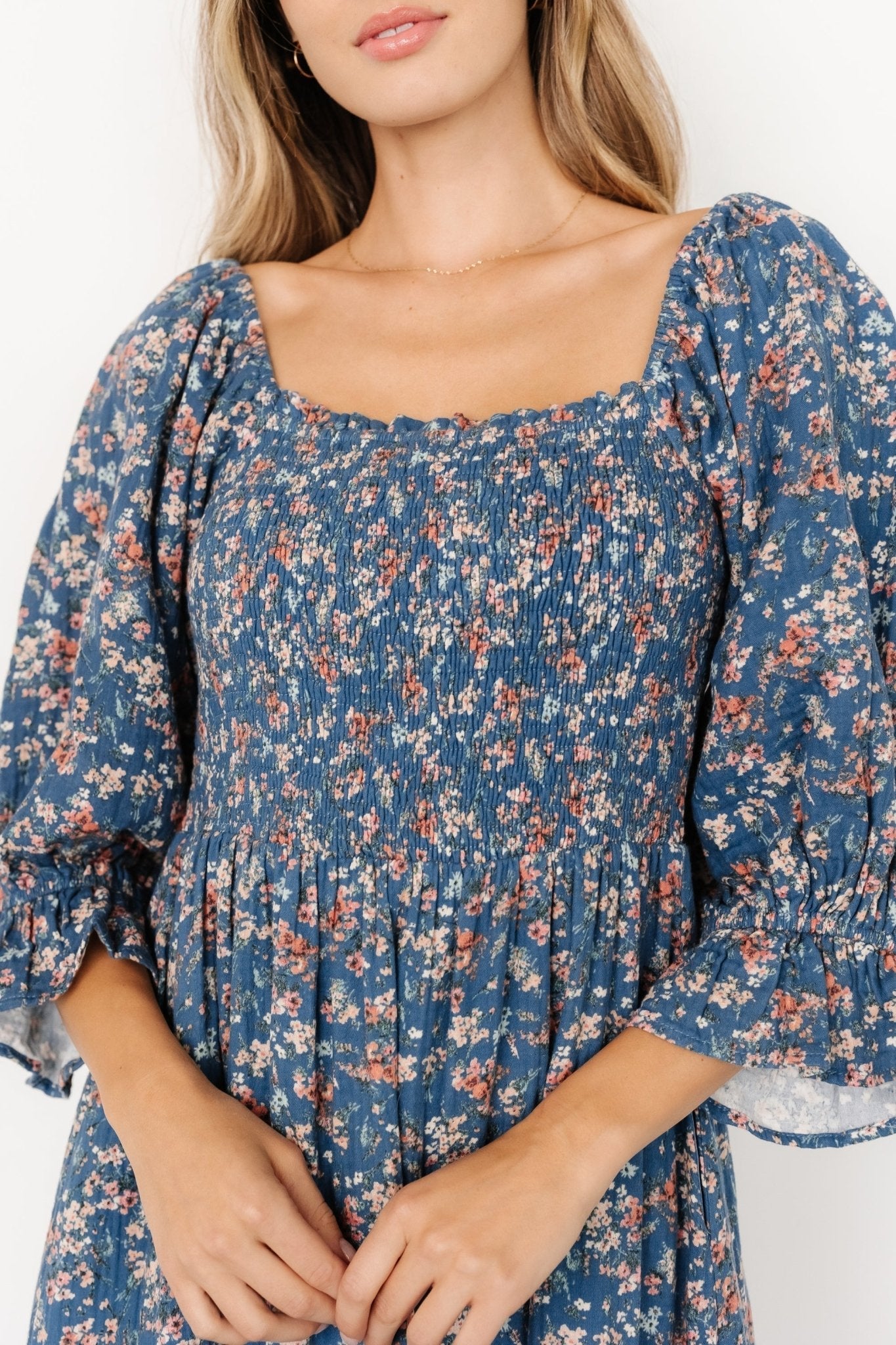 Sedona Smocked Dress | Blue Floral