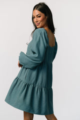 Selena Tiered Mini Dress | Vintage Teal