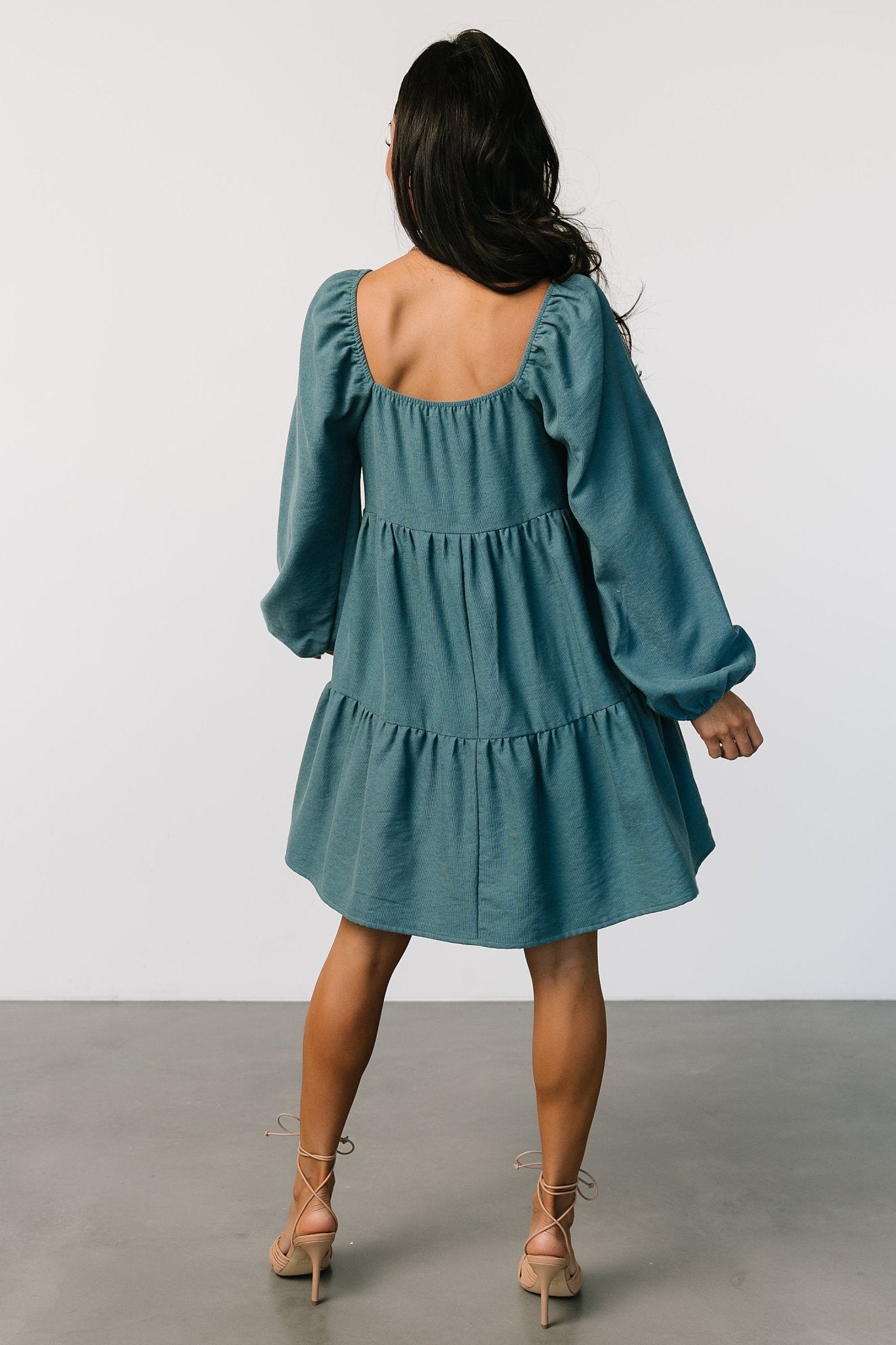 Selena Tiered Mini Dress | Vintage Teal