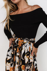 Selma Off Shoulder Dress | Black Multi