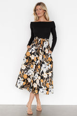 Selma Off Shoulder Dress | Black Multi