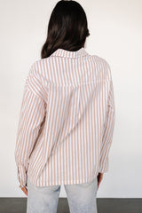 Shasta Button Up Top | Beige Stripe