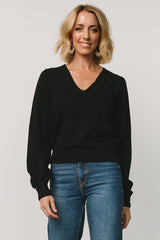 Sheila V Neck Sweater Top | Black