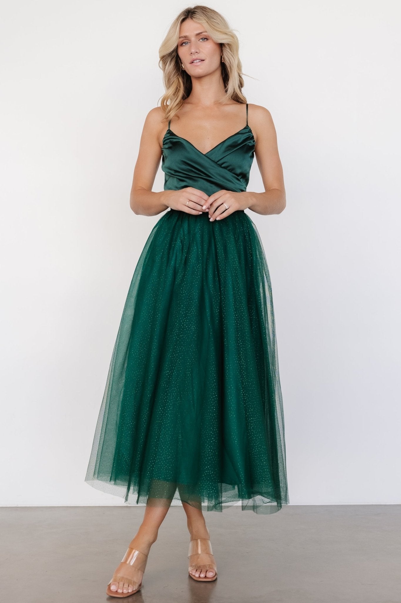 Shonda Sparkle Midi Dress | Emerald