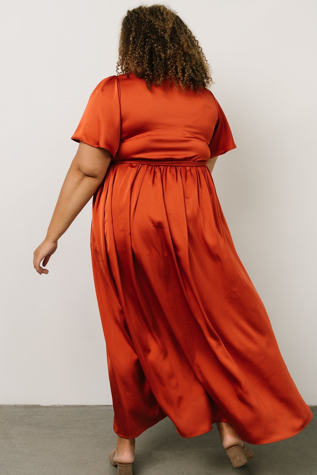 Sicily Satin Maxi Dress | Rust