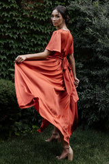 Sicily Satin Maxi Dress | Rust
