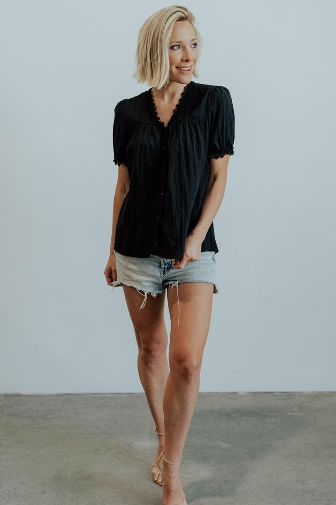 Sloane Button Top | Black
