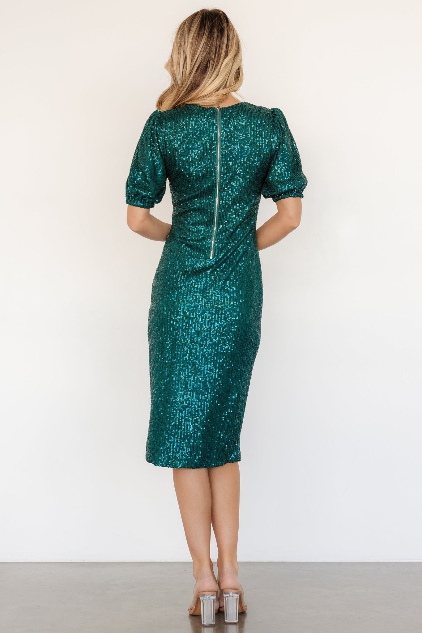 Socorro Sequin Midi Dress | Emerald