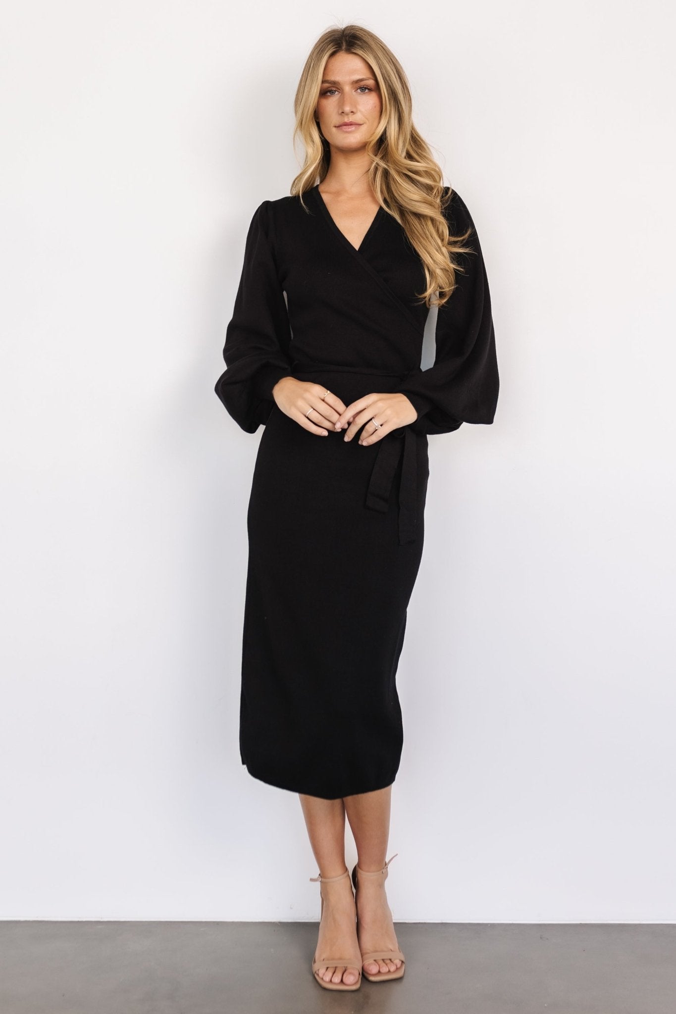Soho Bubble Sleeve Sweater Dress | Black