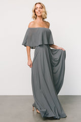 Sonia Off Shoulder Maxi Dress | Dusty Blue