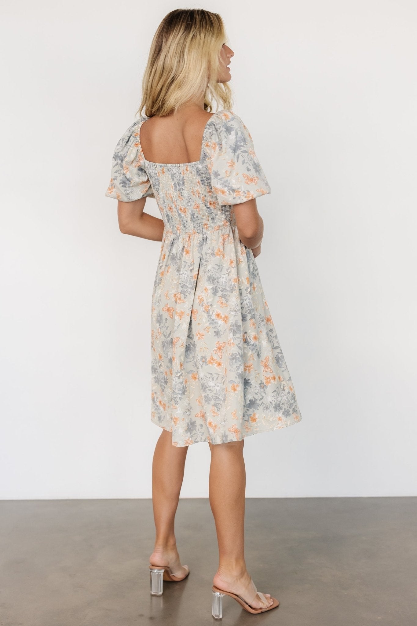 Sonnet Short Dress | Dusty Blue Print