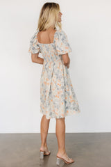 Sonnet Short Dress | Dusty Blue Print