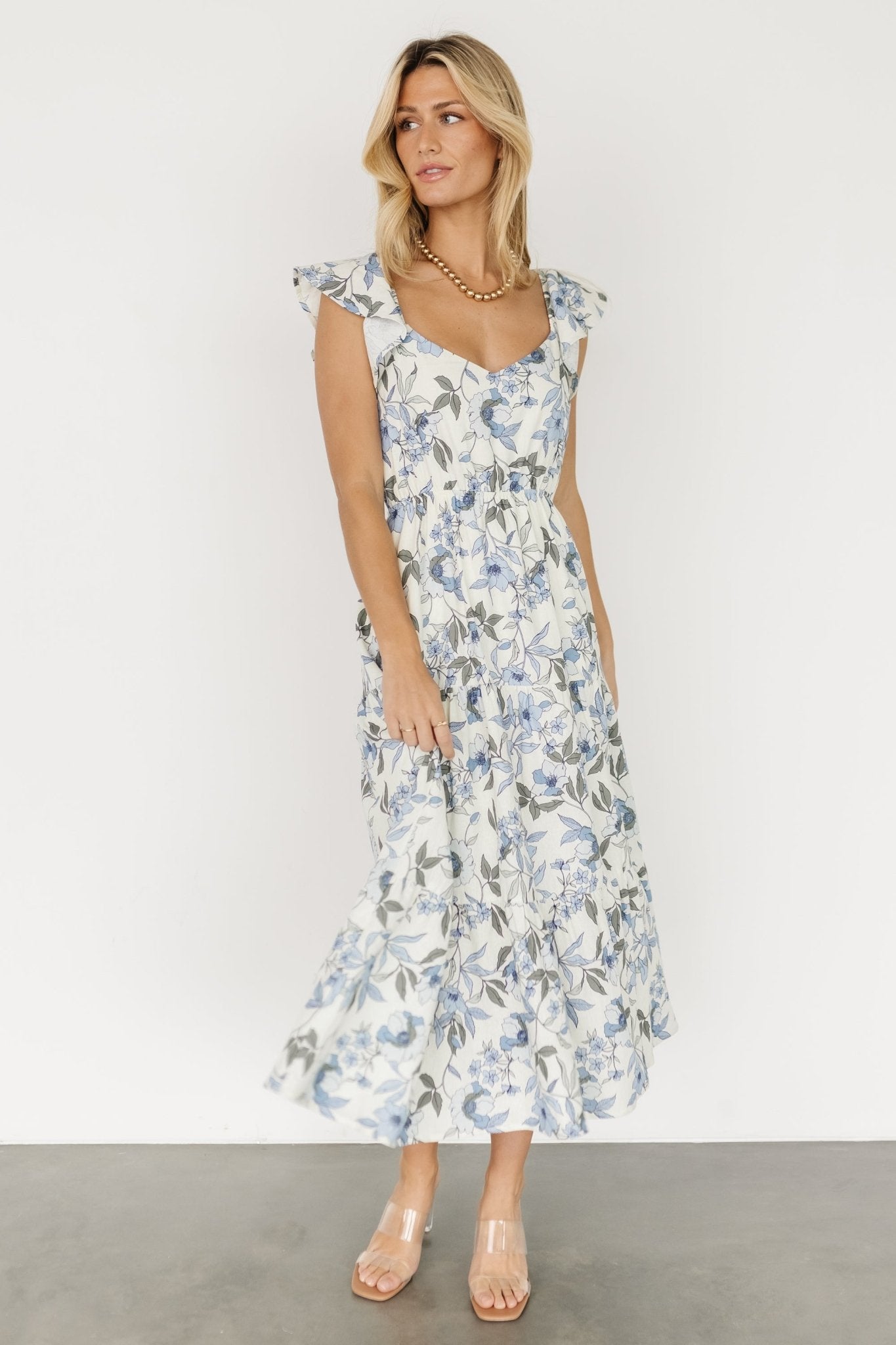 Sorrento Ruffle Dress | Blue Floral