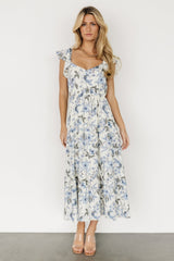 Sorrento Ruffle Dress | Blue Floral