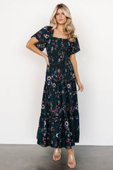 Southampton Smocked Maxi Dress | Jade Blossom