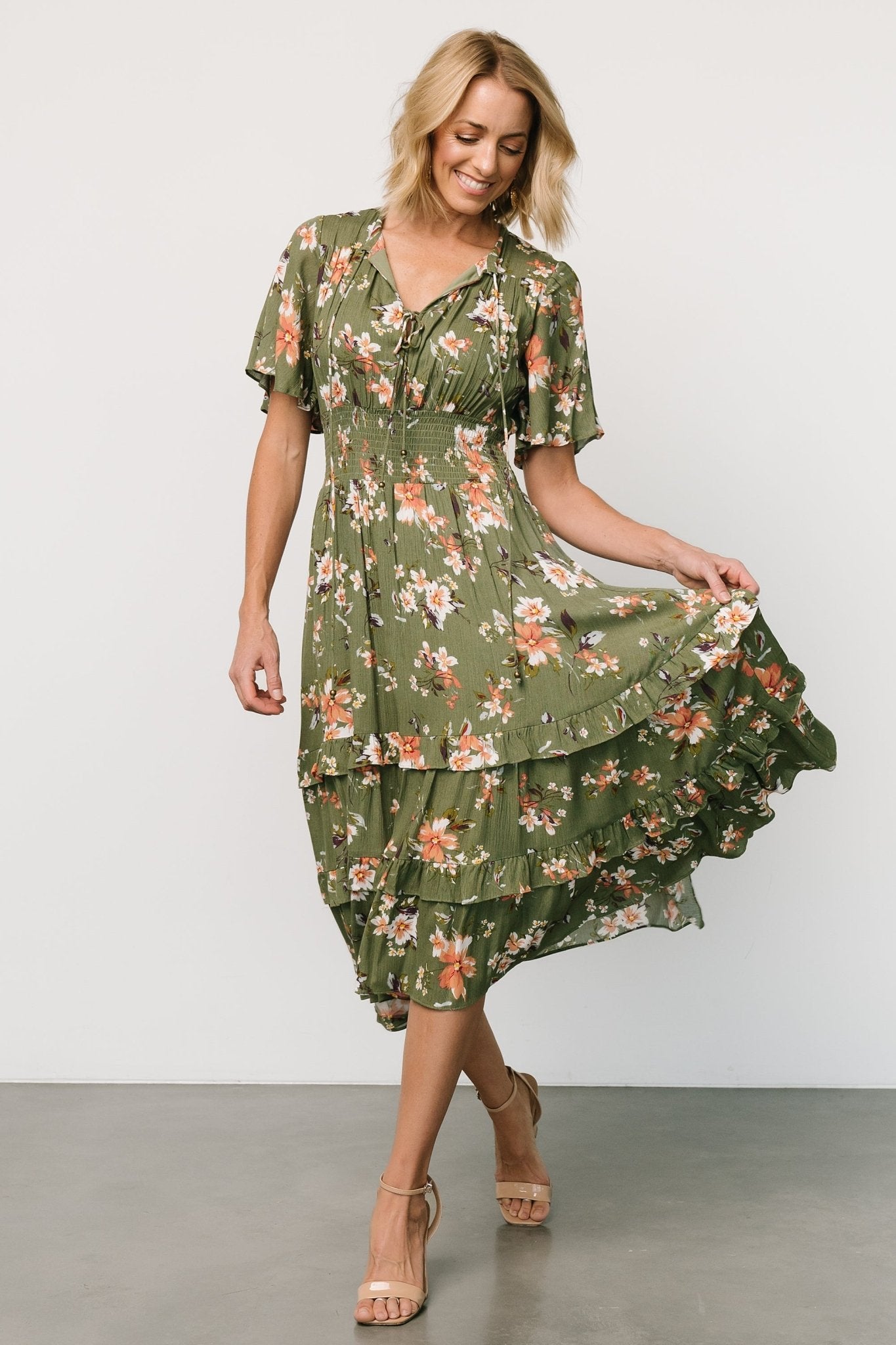 Spell Boho Midi Dress | Olive Floral