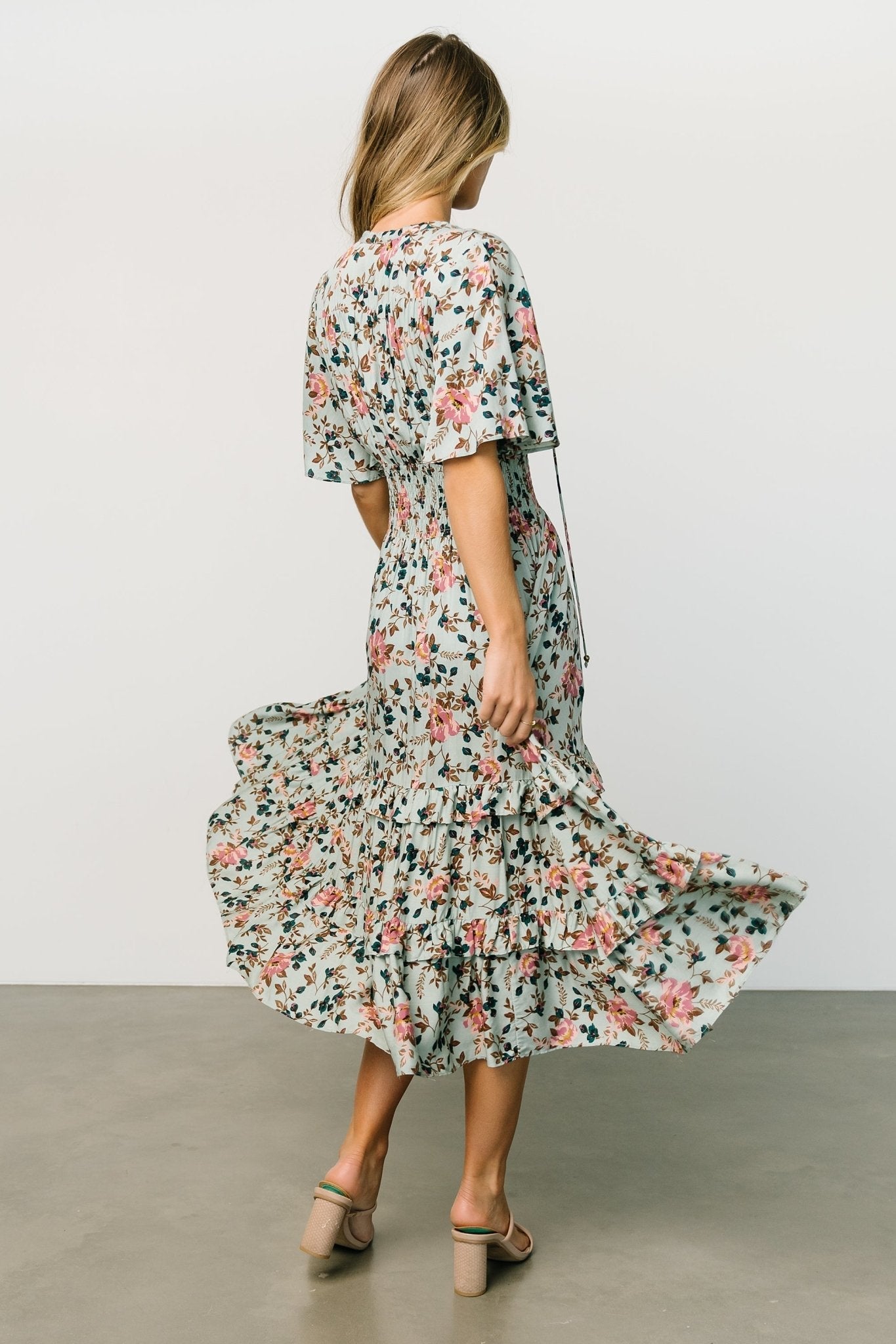 Spell Boho Midi Dress | Sage + Pink Floral
