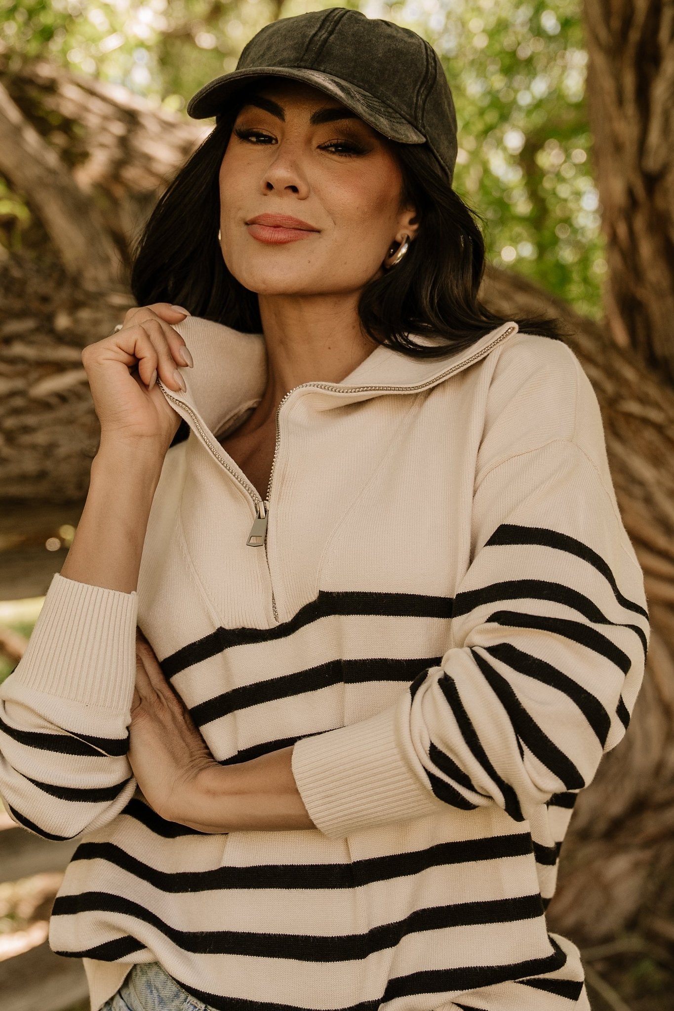 Sterling Half Zip Sweater | Beige + Black