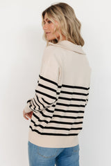 Sterling Half Zip Sweater | Beige + Black