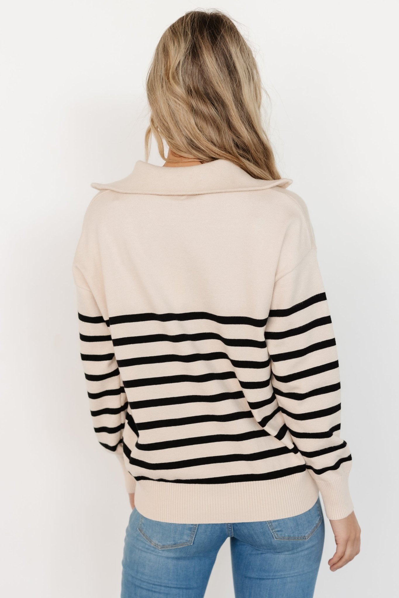 Sterling Half Zip Sweater | Beige + Black