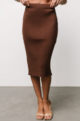 Stormi Ribbed Midi Skirt | Brown