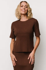 Stormi Ribbed Sweater Top | Brown