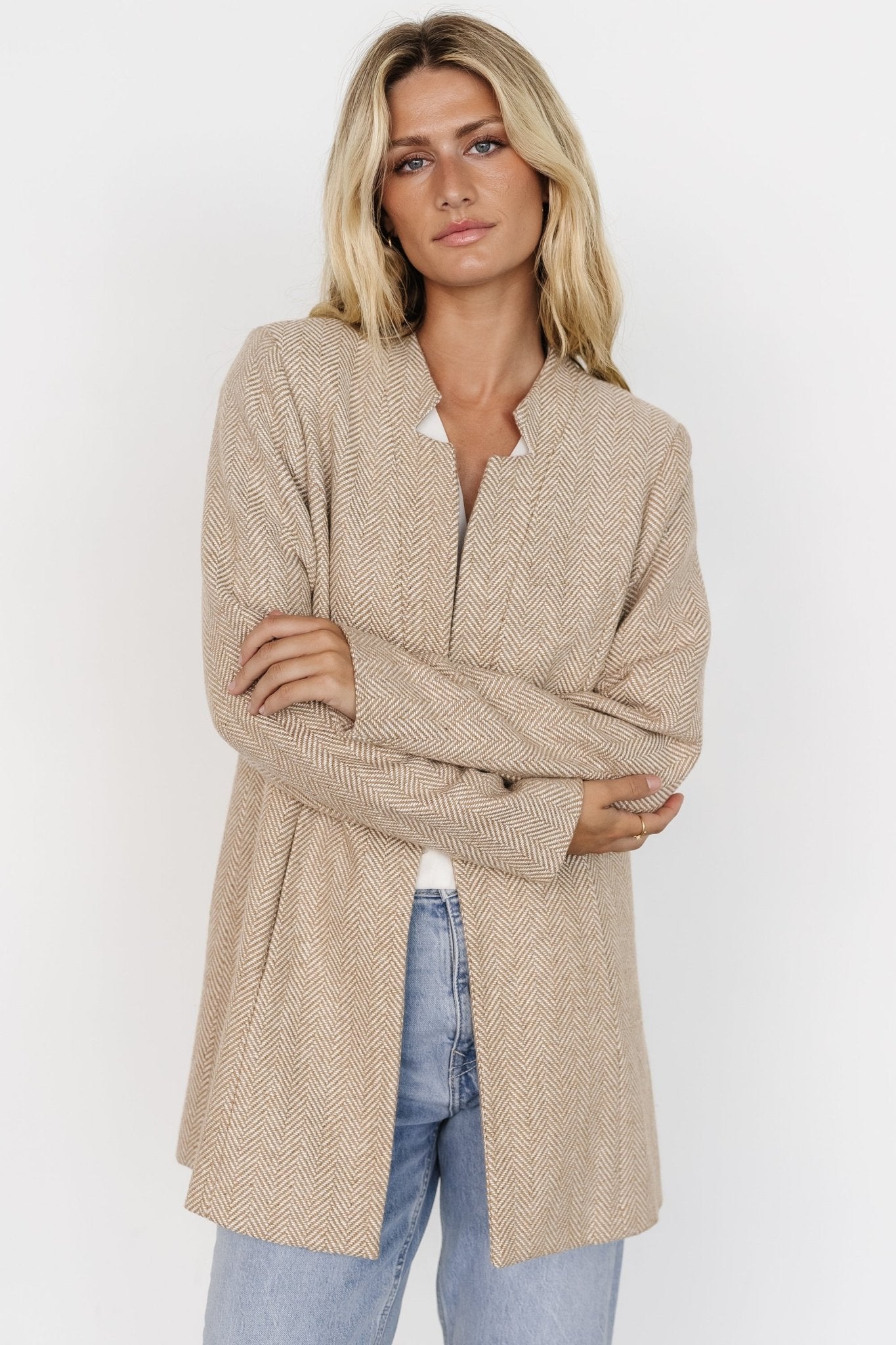 Stratford Open Front Blazer | Natural