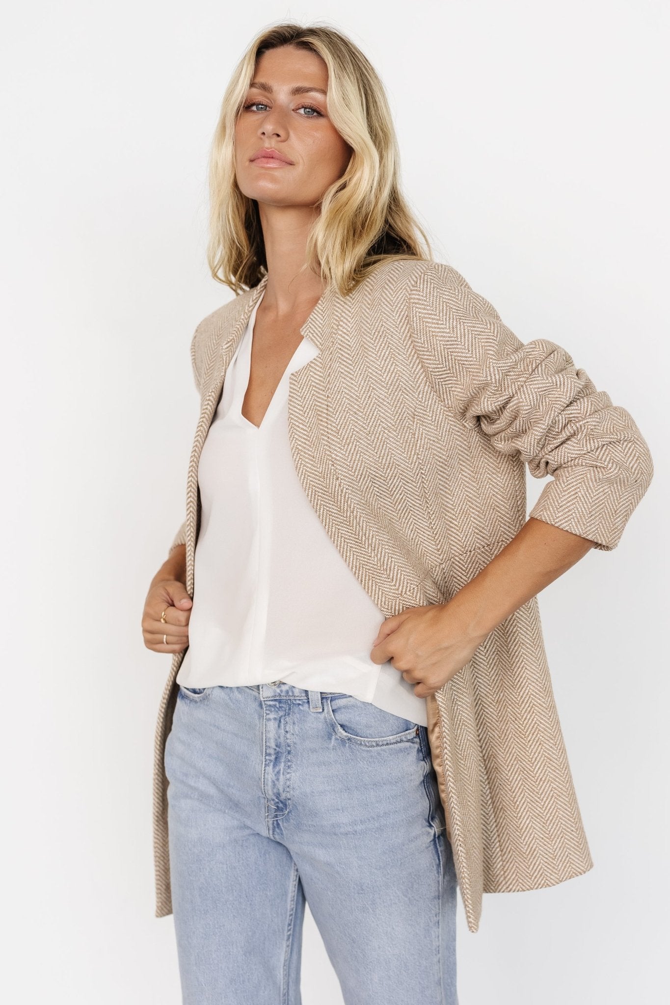 Stratford Open Front Blazer | Natural