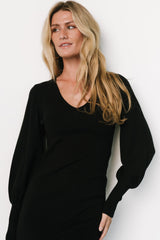 Suki V Neck Sweater Dress | Black