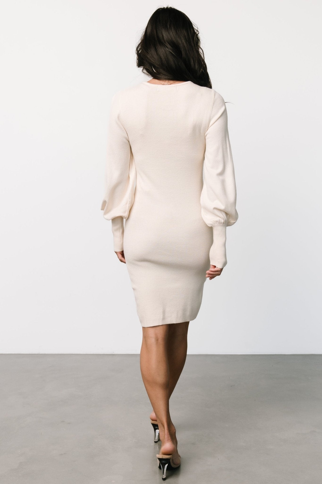 Suki V Neck Sweater Dress | Cream