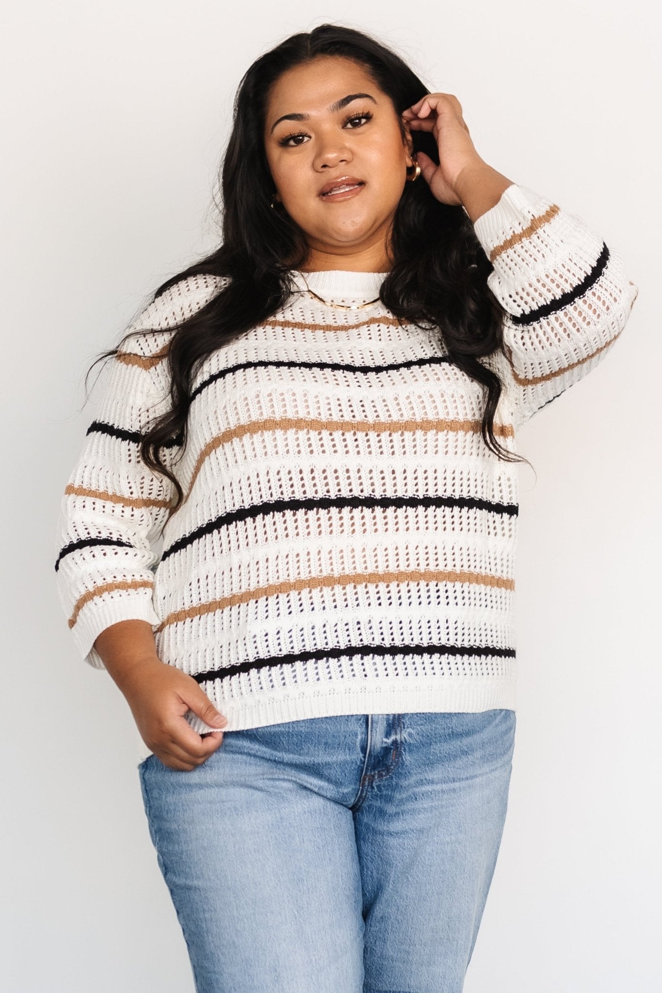 Sundance Knit Sweater Top | Ivory Multi Stripe