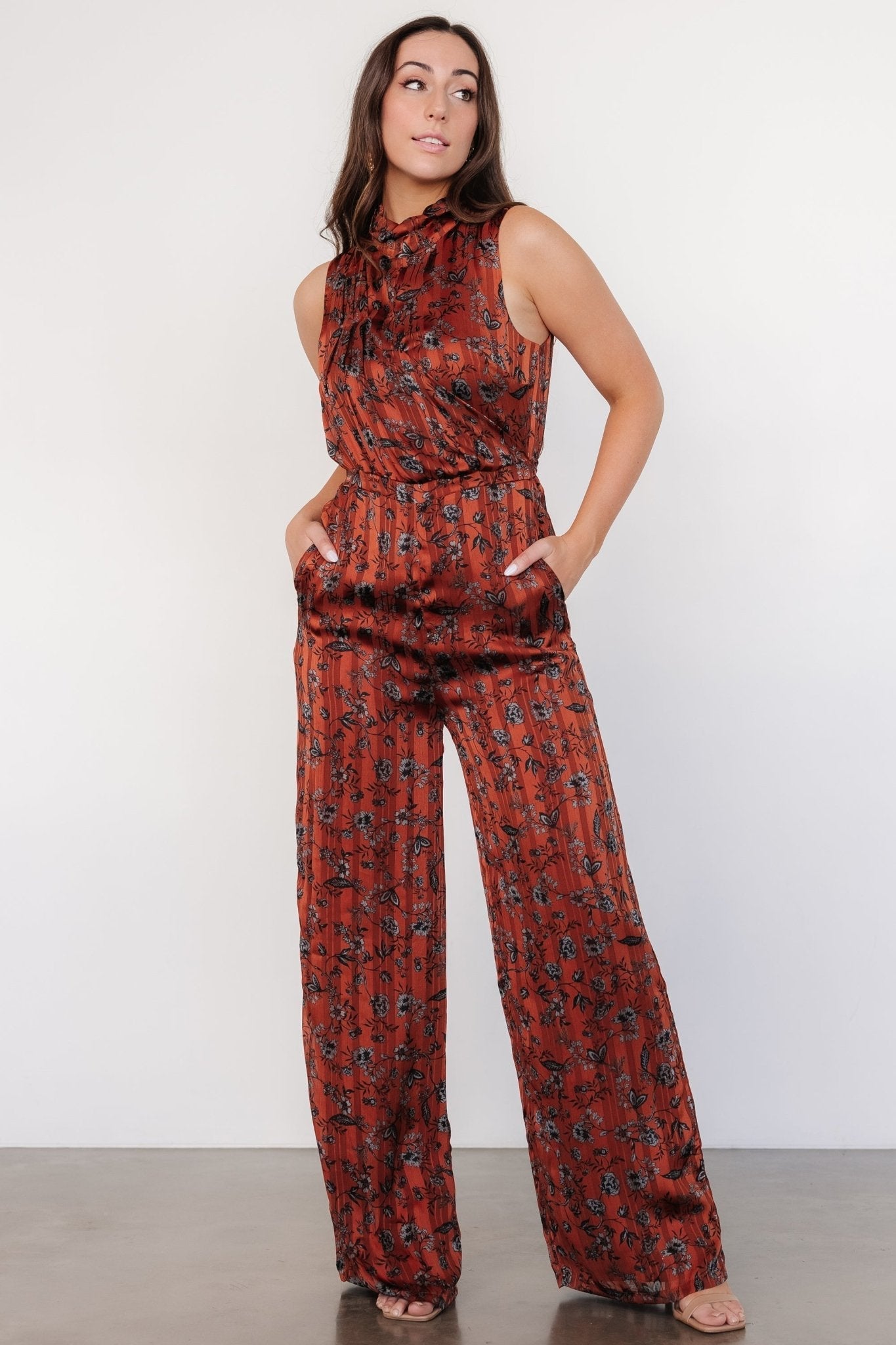 Suni Sleeveless Jumpsuit | Copper + Slate Floral