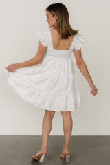 Suri Short Dress | Off White + Blue Floral