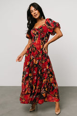 Suzy Maxi Dress | Black + Red Multi