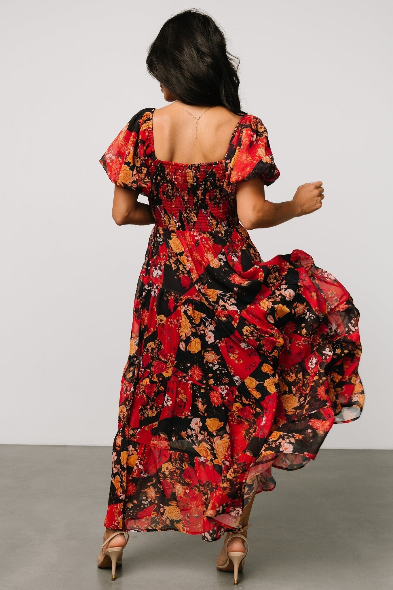 Suzy Maxi Dress | Black + Red Multi