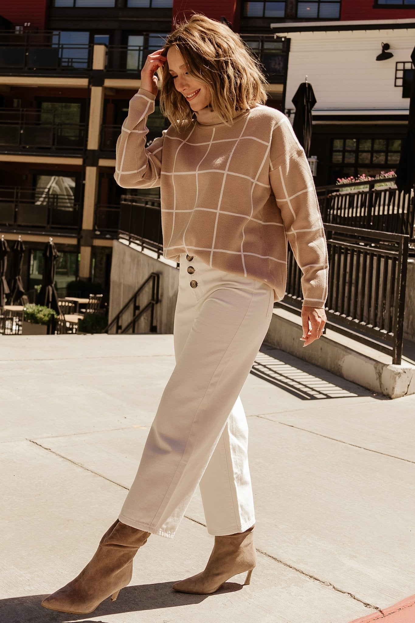 Tahoe Turtleneck Sweater | Taupe + Cream