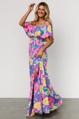 Talia Off Shoulder Maxi Dress | Purple Floral