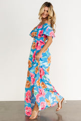 Talia Off Shoulder Maxi Dress | Sea Blue Floral
