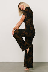 Langham Mock Neck Jumpsuit | Espresso Print