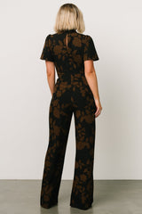 Langham Mock Neck Jumpsuit | Espresso Print