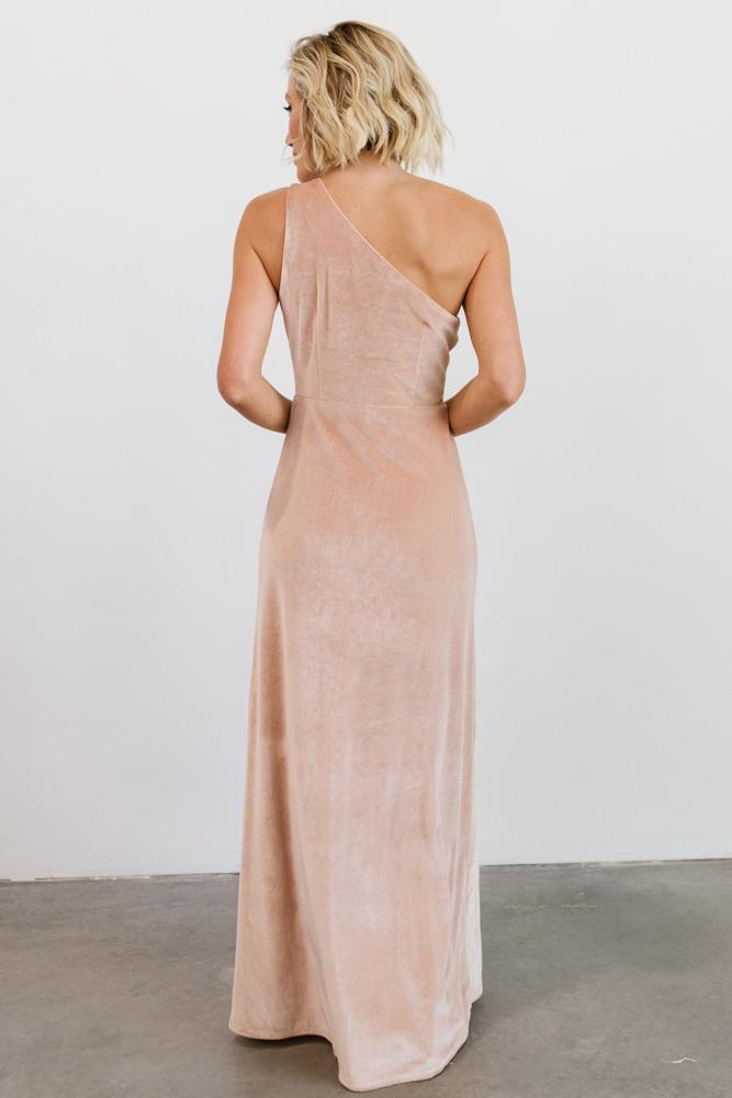Tatiana Velvet One Shoulder Maxi Dress | Champagne