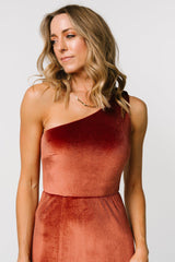 Tatiana Velvet One Shoulder Maxi Dress | Cinnamon