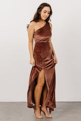 Tatiana Velvet One Shoulder Maxi Dress | Desert Rose