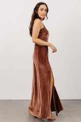 Tatiana Velvet One Shoulder Maxi Dress | Desert Rose